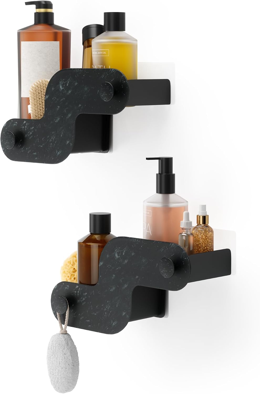 Umbra Nami Shower Caddy, Adhesive No Drill Bathroom, Set of 2, Ocean Black
