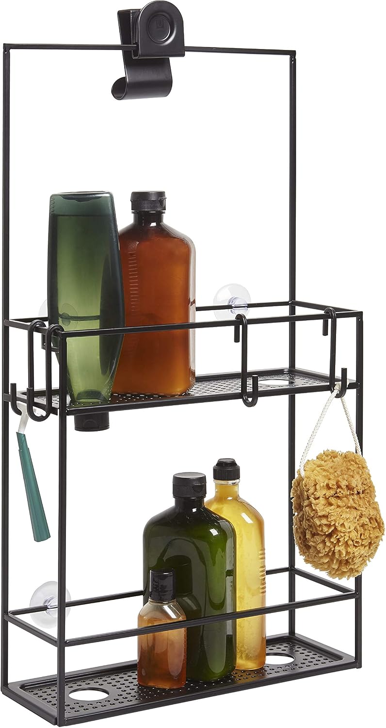 Umbra Cubiko Shower Caddy, Black Metal Shower Caddy Over the Shower Head