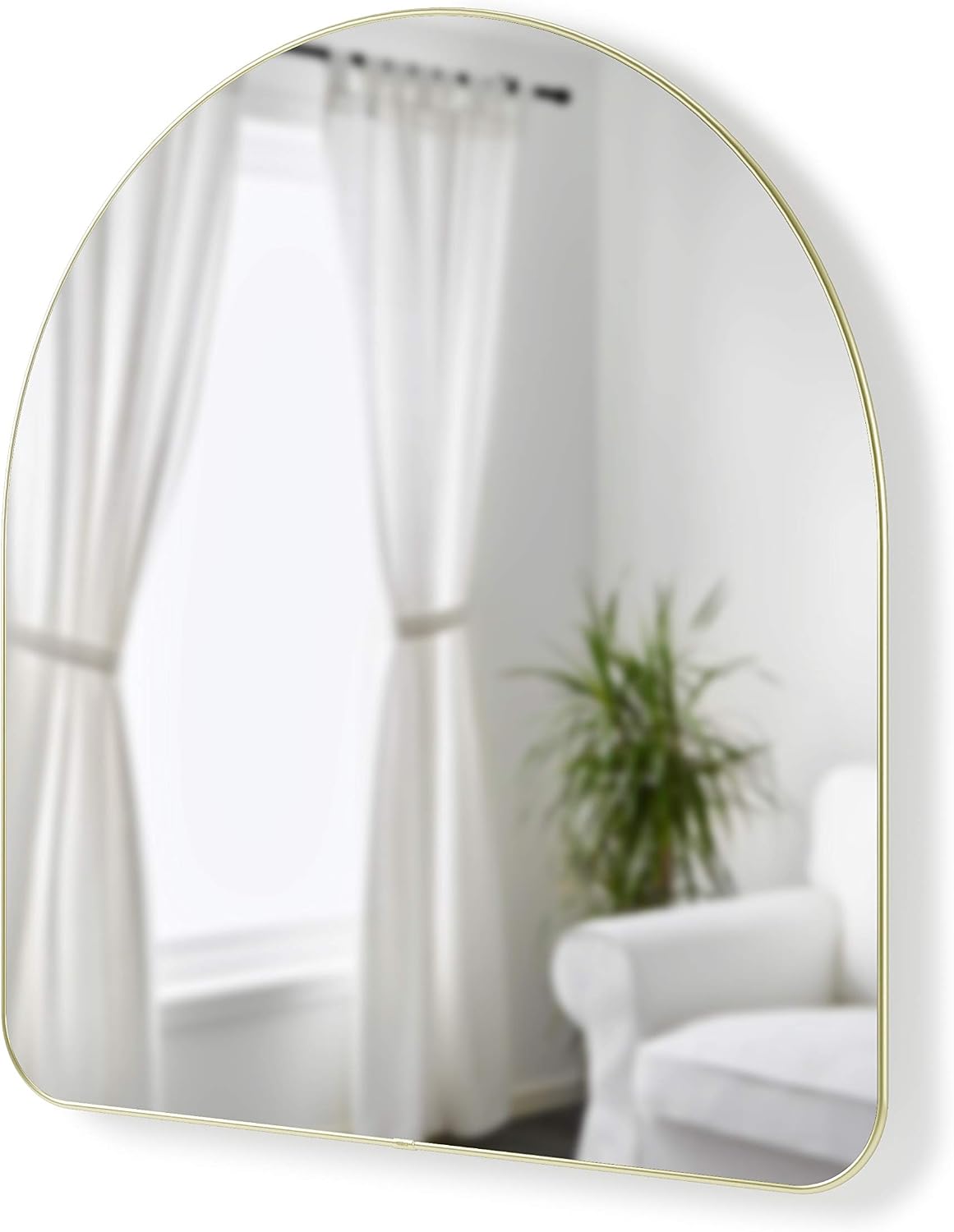 Umbra Hubba Arched Wall Mirror, Metal Frame, 34x36 Inch, Brass initial