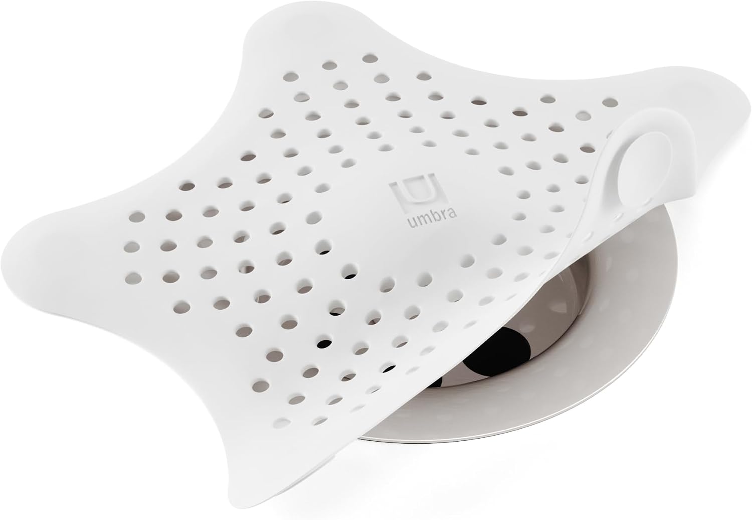 Umbra Starfish Hair Catcher, Suction Cup Drain Cover, 6-Inch, White