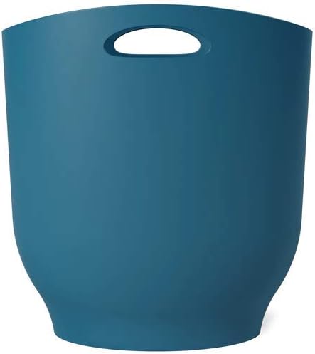 Umbra Harlo Sleek & Stylish Bathroom Trash Can, Small Garbage Bin Wastebasket for Narrow Spaces at Home or Office, 2-1/2 Gallon Capacity, Lagoon Blue
