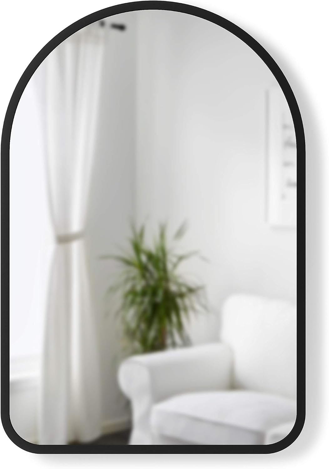 Umbra Hub Arched Wall Mirror, Rubber Frame, 24x36 Inch, Black