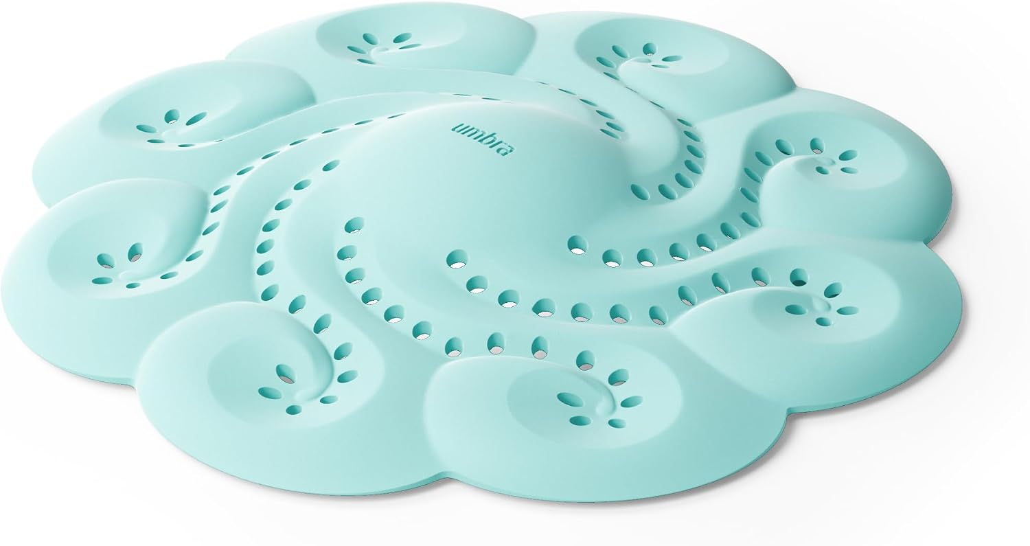 Umbra Neptune Rubber Hair Catcher for Bathtub and Shower Drain,Lagoon Blue