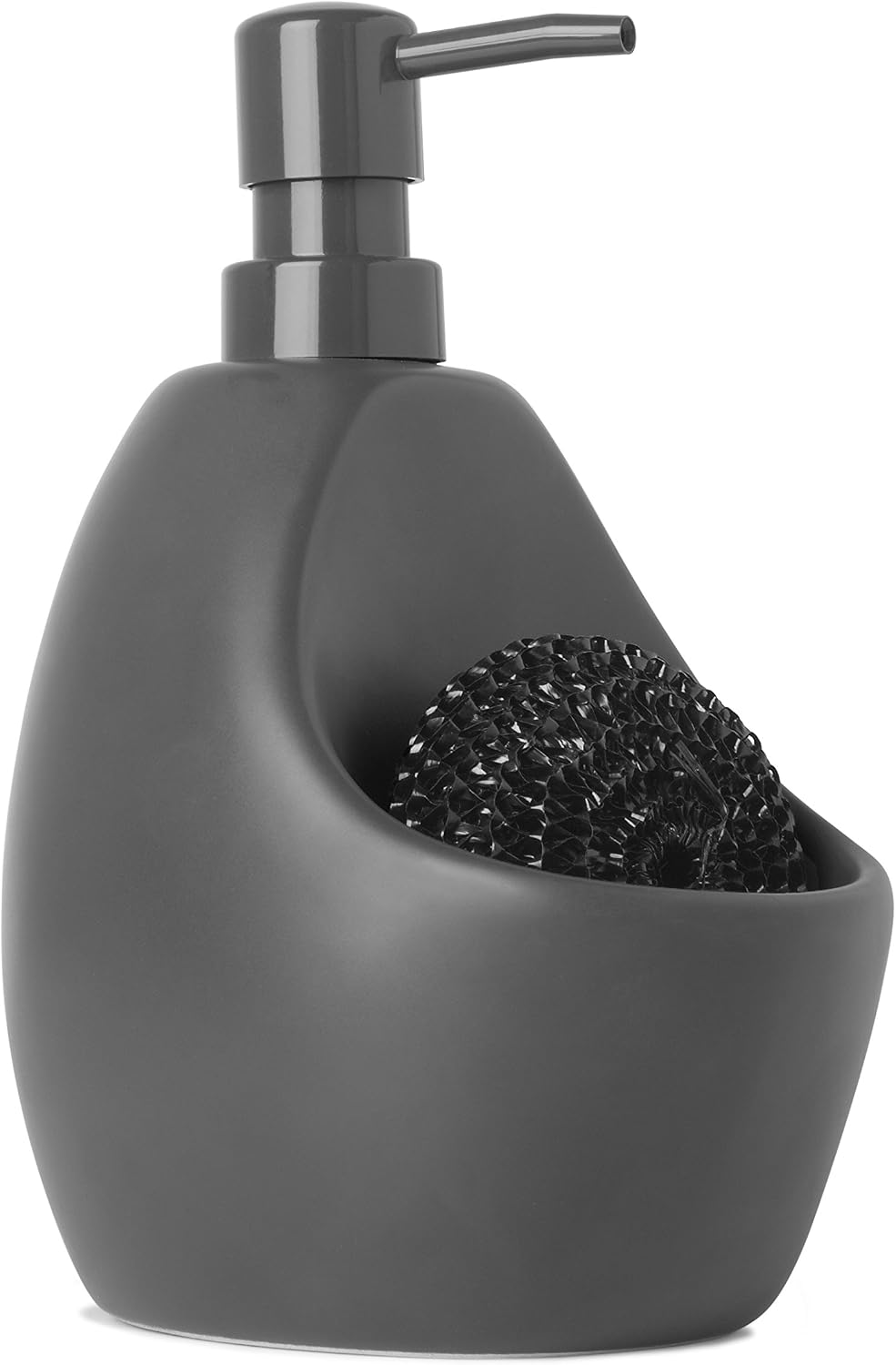 Umbra Joey Liquid Soap Dispenser, Ceramic with Sponge Caddy, Charcoal