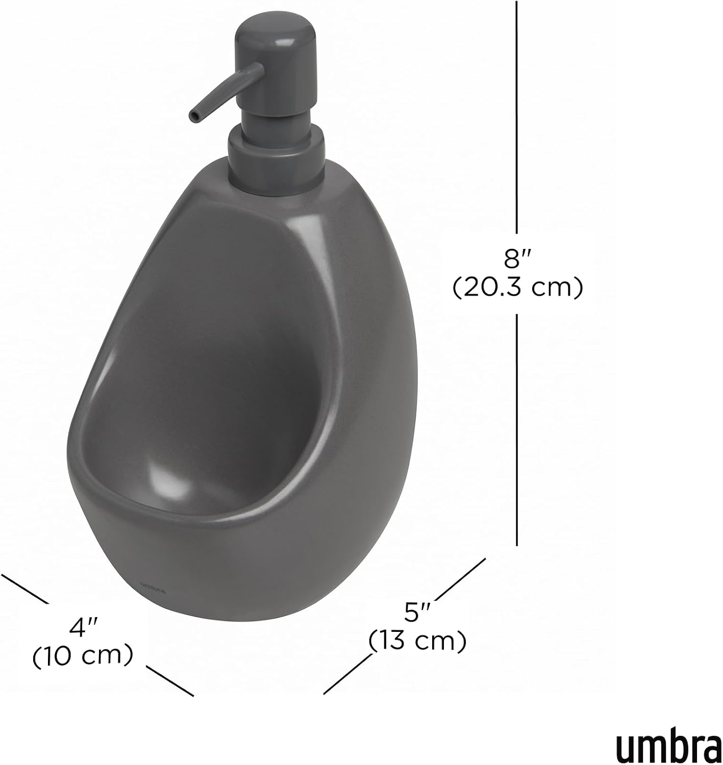 Umbra Joey Liquid Soap Dispenser, Ceramic with Sponge Caddy, Charcoal
