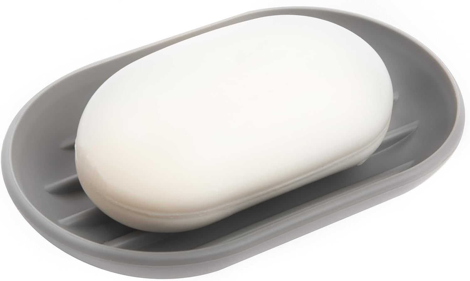 Umbra Touch Soap Dish for Bathroom - Modern Oval Shape for Sink - Durable and Easy to Clean, Grey