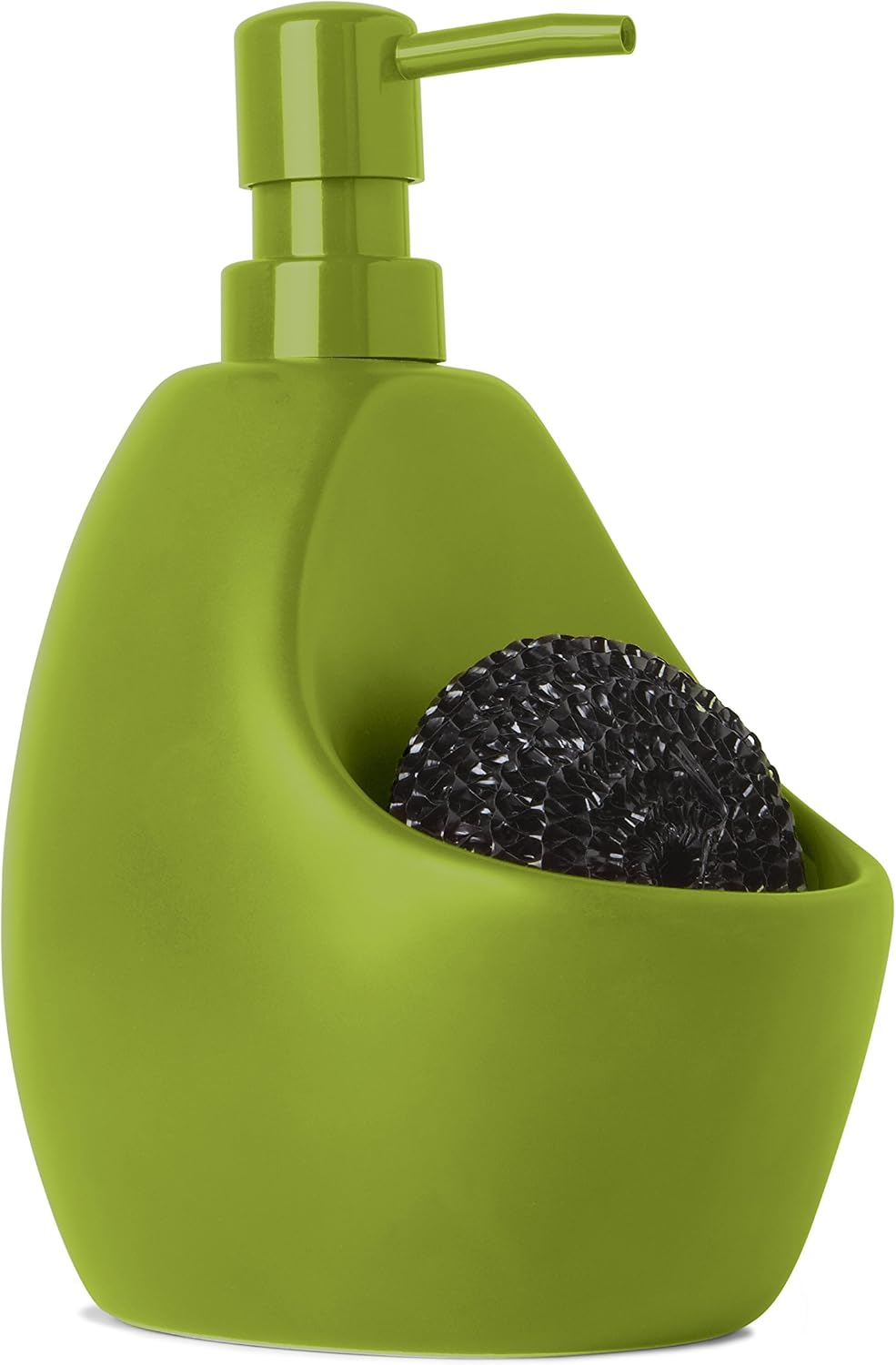 Umbra Joey, Matte Ceramic Liquid Soap Dispenser with Sponge Caddy, Ideal for Kitchen or Bathroom Use, Avocado