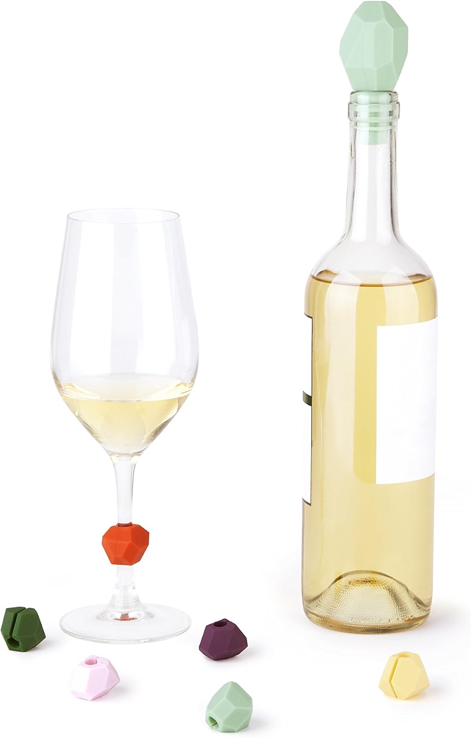 Umbra Umbra Gem Wine Bottle Stopper and Glass Charms, Multicolored