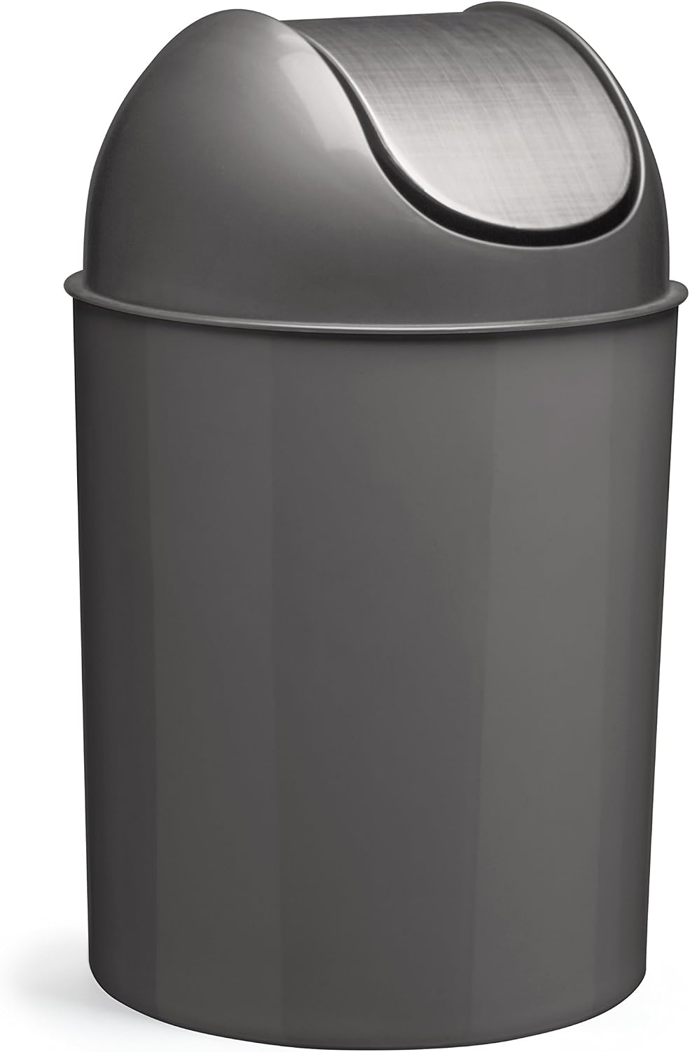 Umbra Mezzo Trash Can, Swing Top with Lid, 2.5 Gallon, Nickel/Silver Brushed Silver