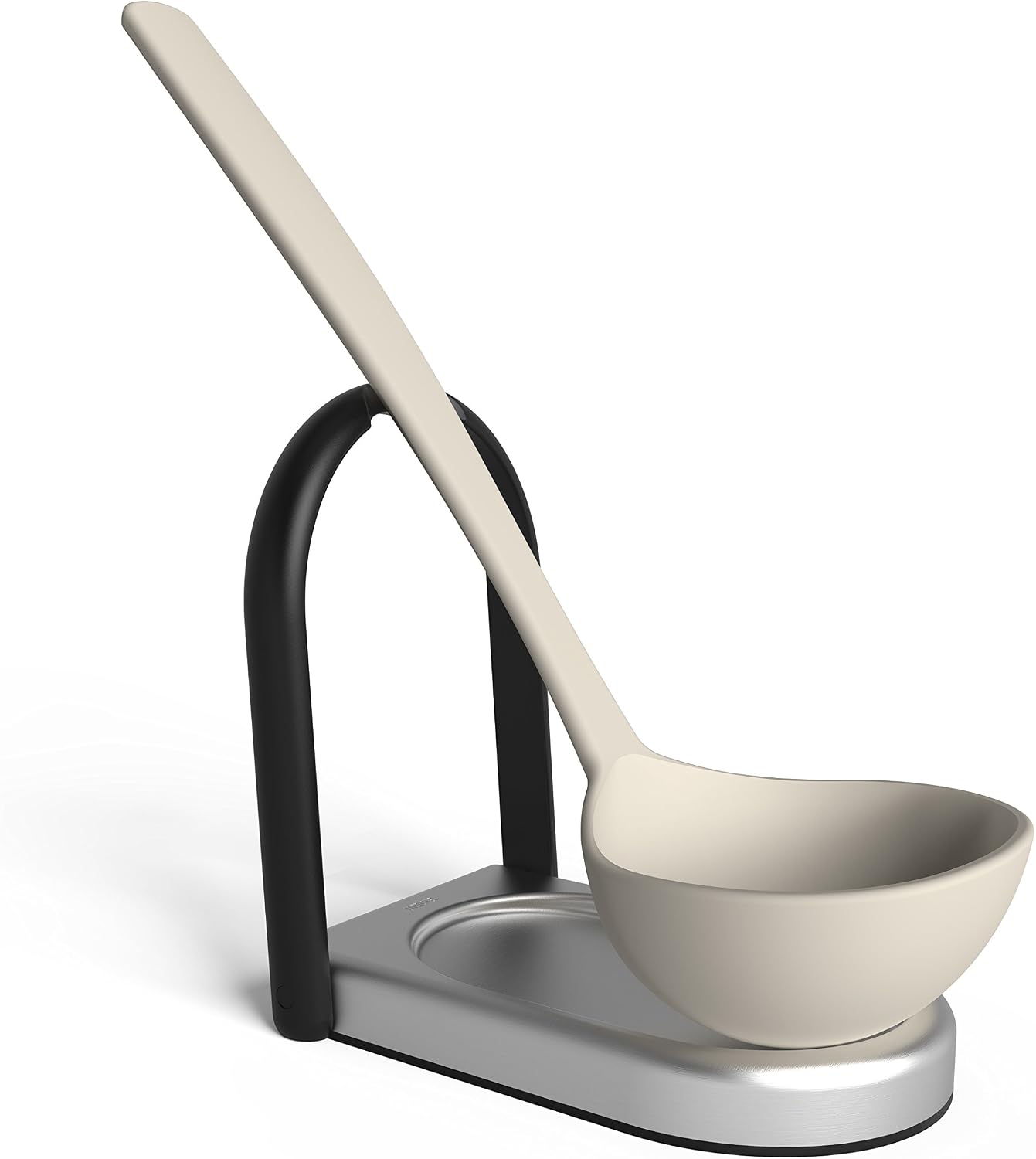 Umbra Laydle Spoon Rest, Utensil Holder Ladle Stand, Black/Nickel