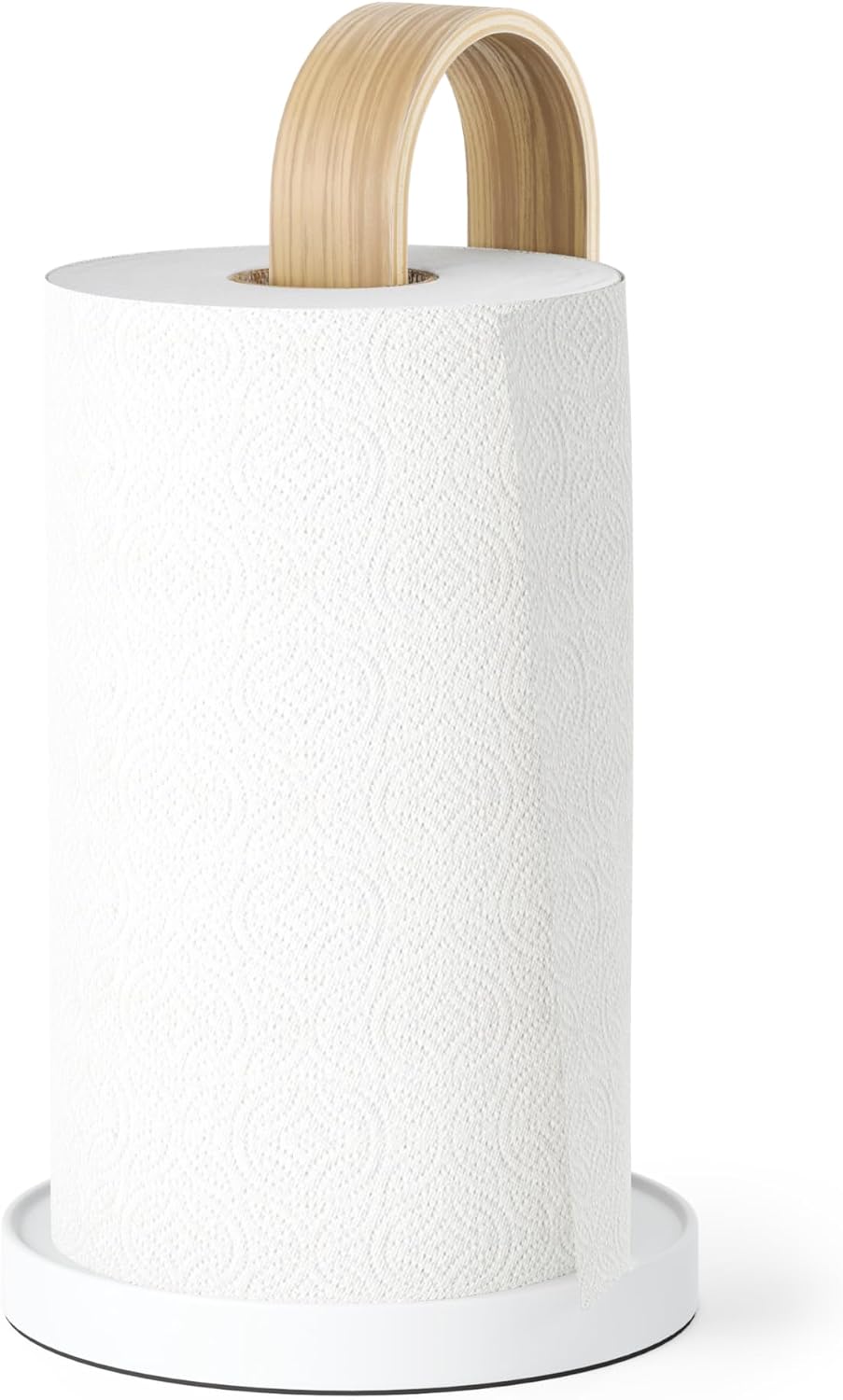 Umbra Bellwood Zewa Standing Kitchen Roll Holder and Paper Roll Holder for Kitchen Towels, White/Natural
