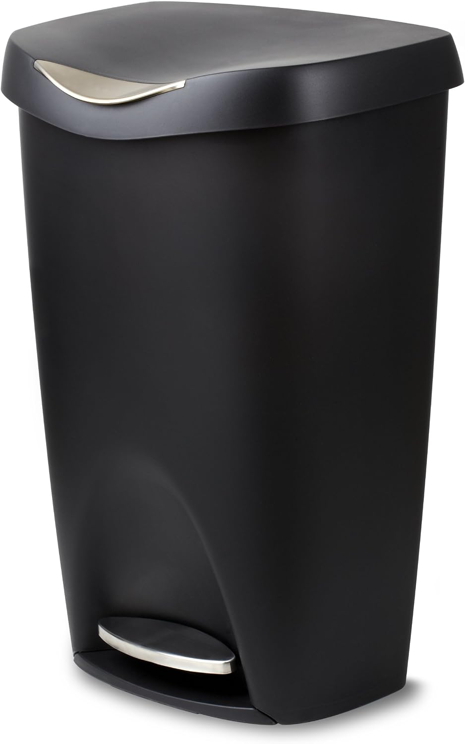 Umbra Brim 13 Gallon Trash Can with Lid, Kitchen Garbage Can, Black/Nickel