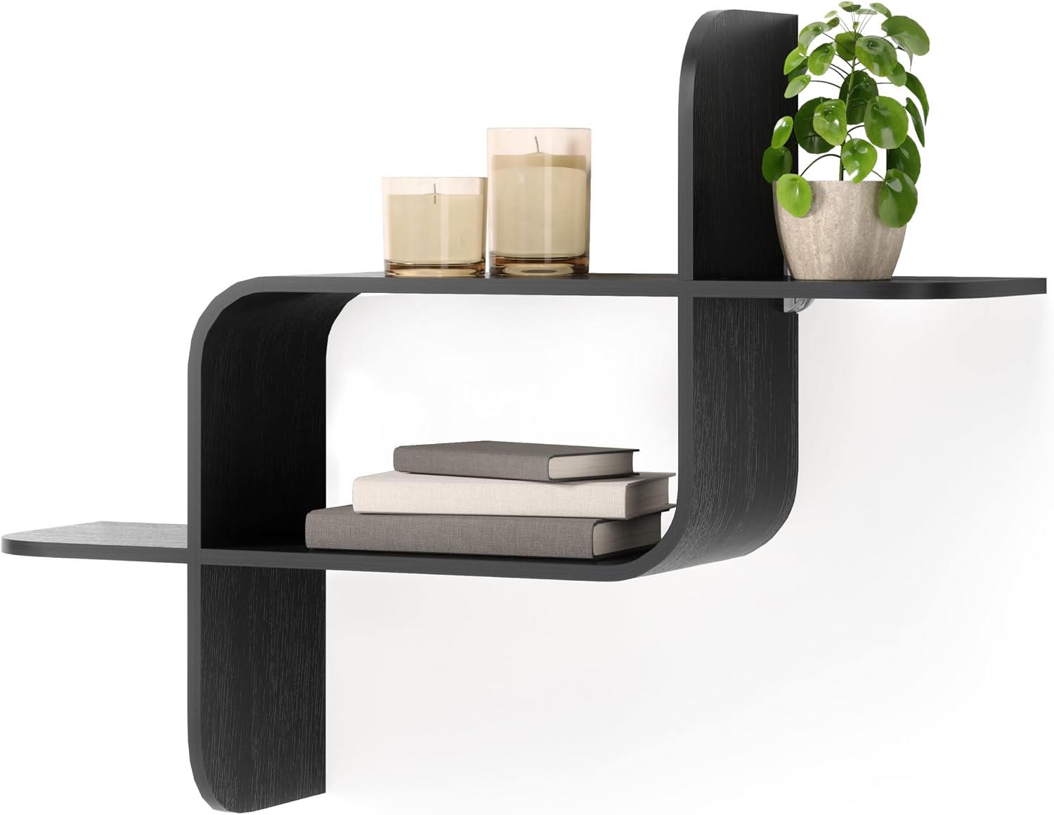 Umbra Montage Floating Wall Shelf, Bent-Wood Wall Mount Decor, Black