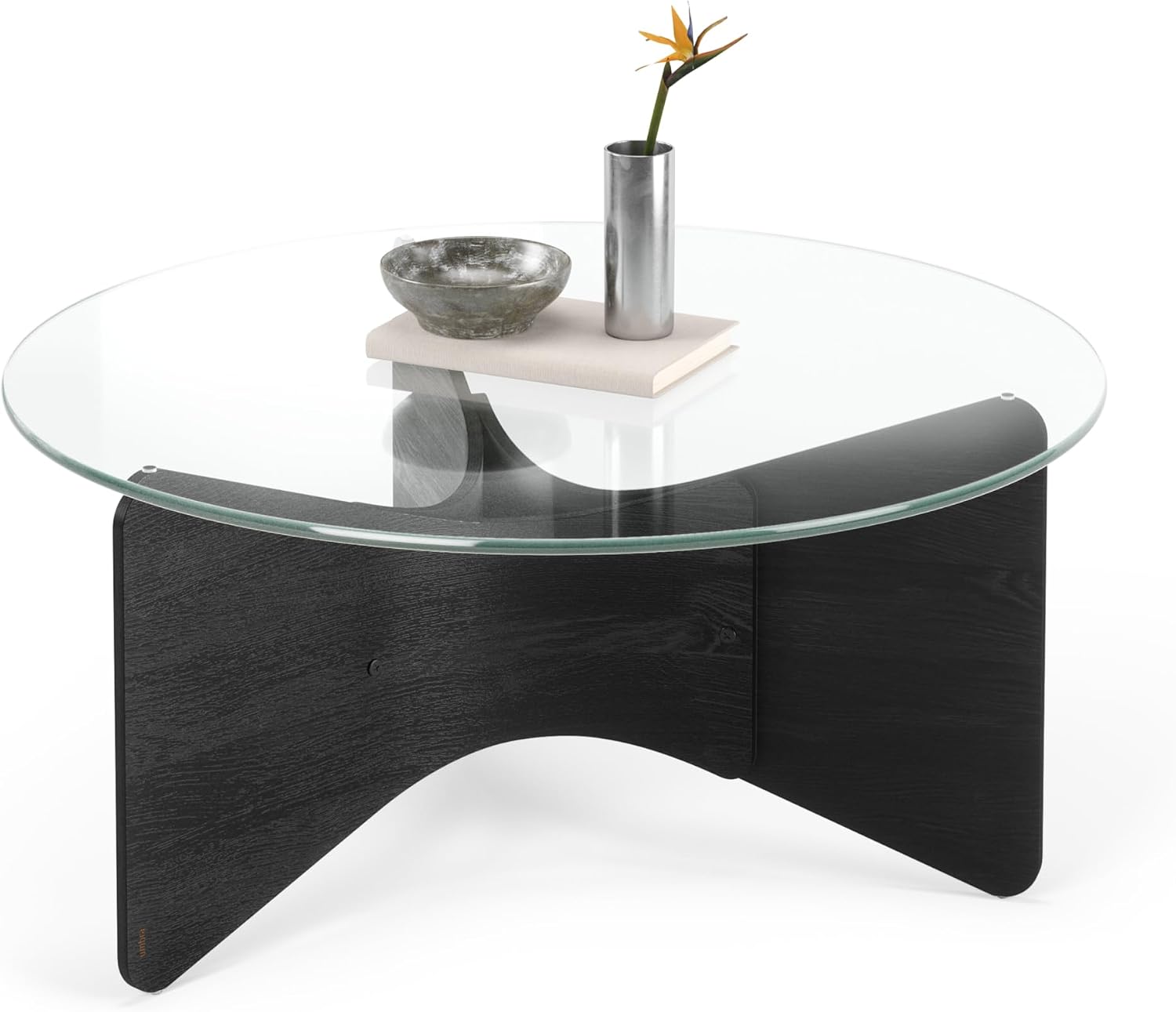 Umbra Madera Coffee Table, Round Wood Top Living Room, Black
