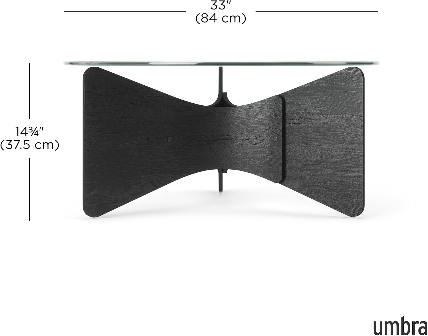 Umbra Madera Coffee Table, Round Wood Top Living Room, Black