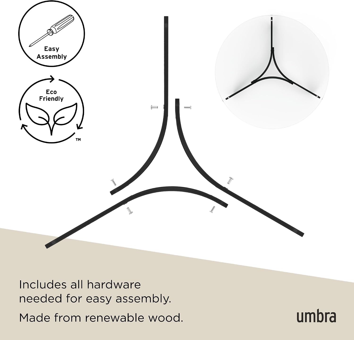 Umbra Madera Coffee Table, Round Wood Top Living Room, Black