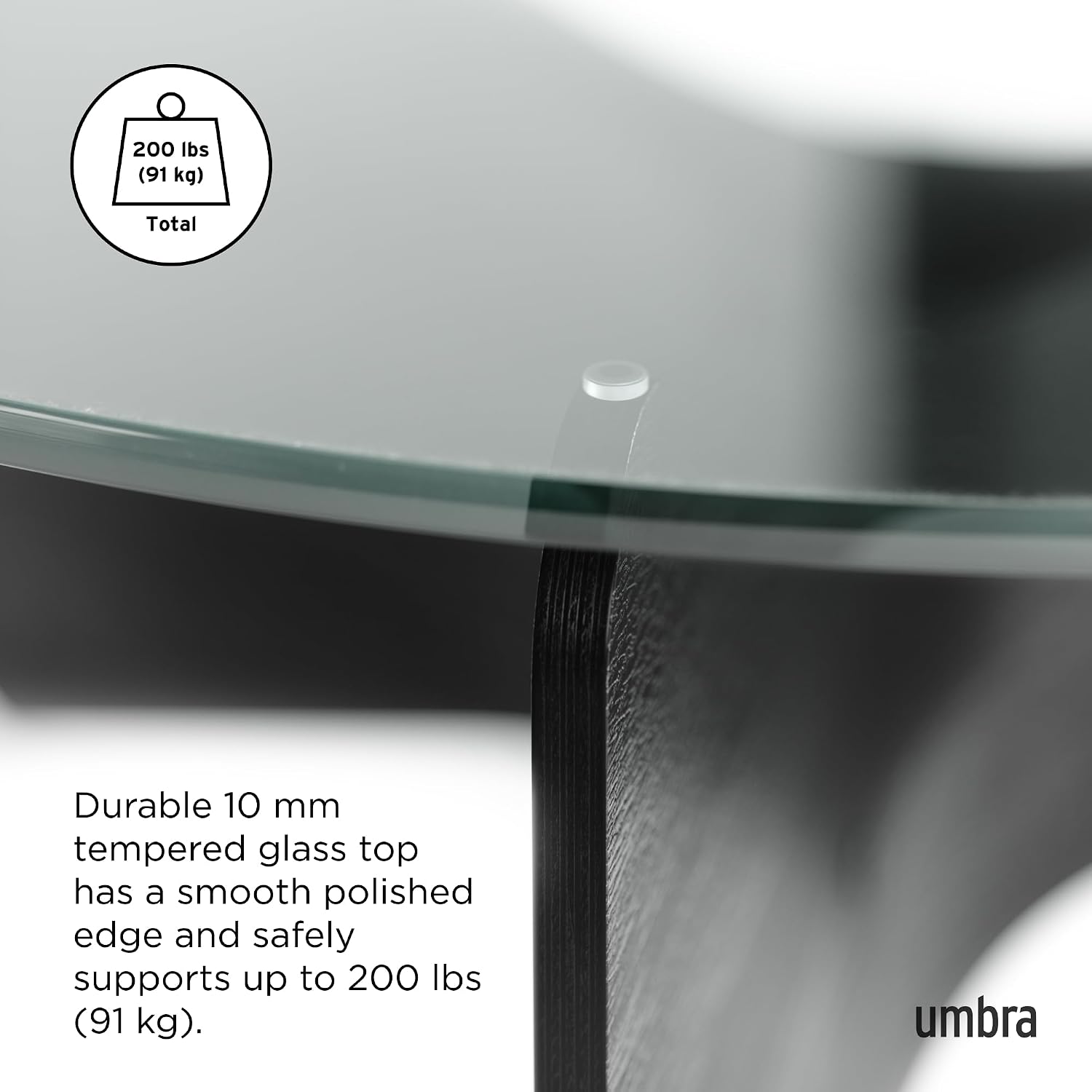 Umbra Madera Coffee Table, Round Wood Top Living Room, Black