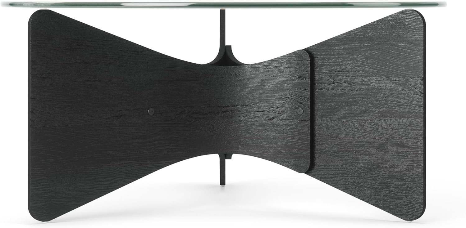 Umbra Madera Coffee Table, Round Wood Top Living Room, Black