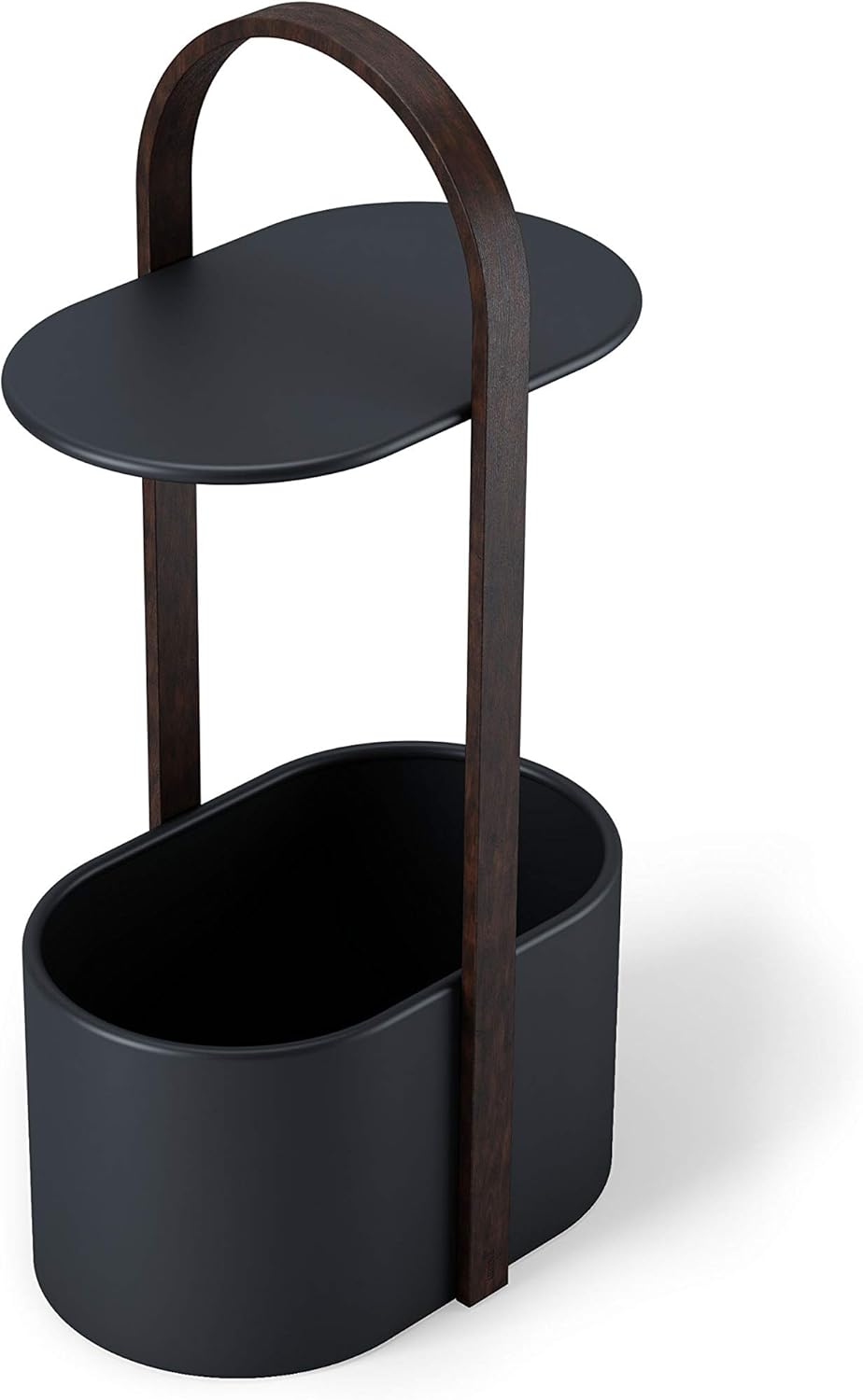 Umbra Bellwood Side Table with Storage and Cable Management, Black/Walnut