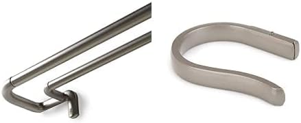 Umbra Twilight Double Curtain Rod Set, 48-88", Nickel and Basic Curtain Drapery Holdback for Window, Silver/Nickel